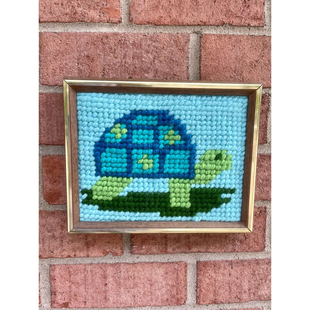 Needlepoint Turtle, Yarn Needlepoint